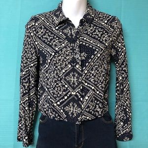 Divided Bandana Print Crop Blouse